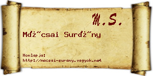 Mácsai Surány névjegykártya